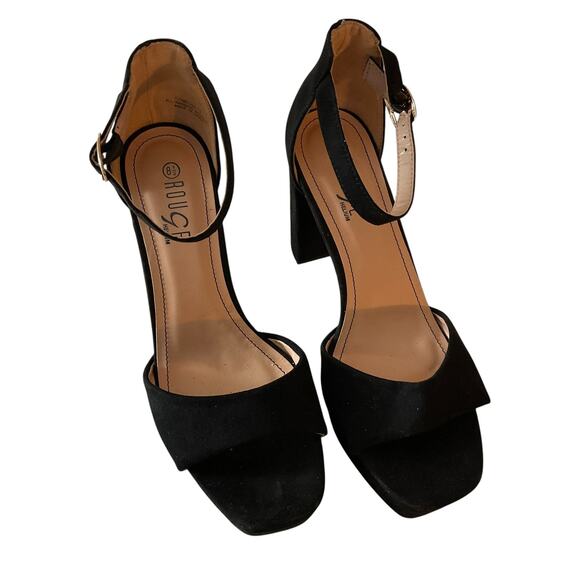 Rouge Helium Shoes Womens Size 8.5 Black Ankle Strap Block Heel Dressy Sandals - Picture 1 of 10